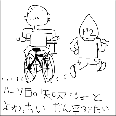 ジョギング女と自転車男